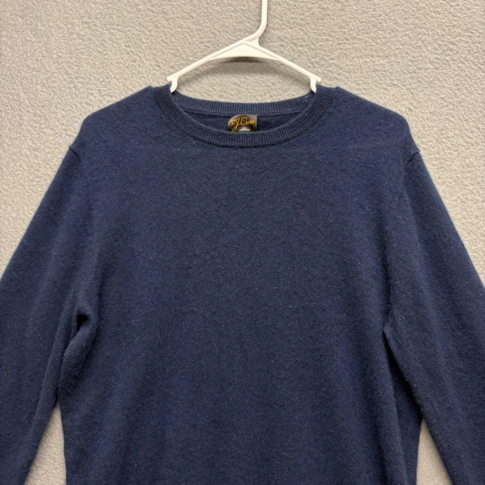 Knit for J. Crew Mens 100% Cashmere Sweater Long Sleeve Navy Blue Classic Size M